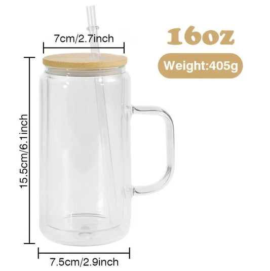 Make Your Own GLITTER Cup 16oz Glass Tumbler w/ Handle - Read Description (Copy)